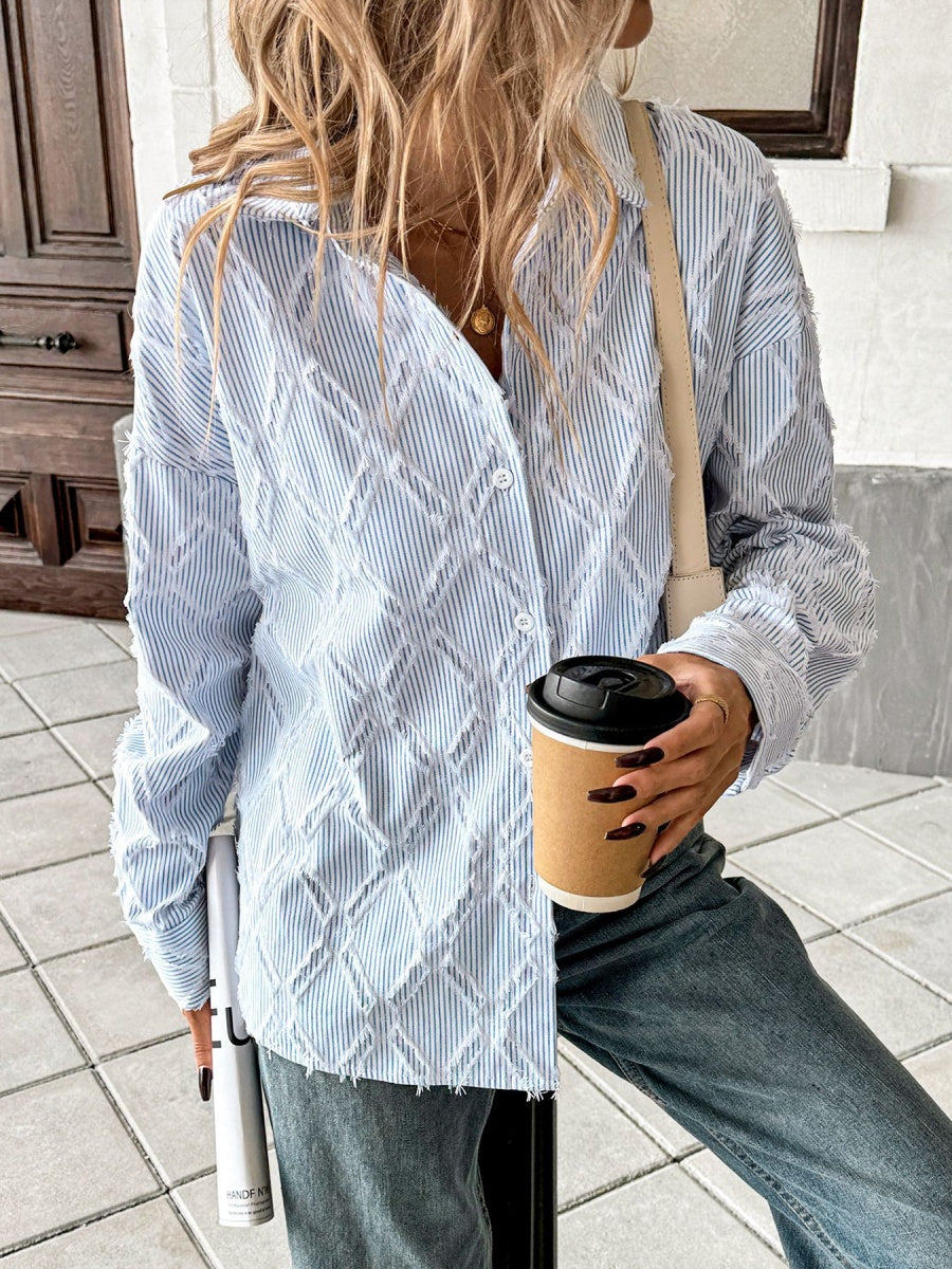 Women's Lace Blue Studded Shirt