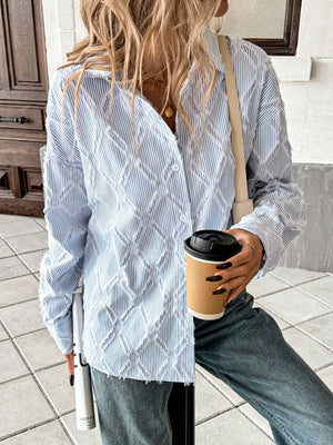 Women's Lace Blue Studded Shirt