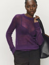 Mohair Crew Neck Pullover Sweater, Semi-sheer Base Layer Sweater