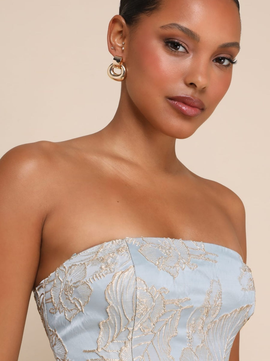 Brokat-Jacquard-Tube-Top-Partykleider, Mini- und kurze Kleider