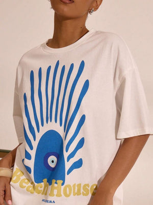 Casual And Versatile 3D Letter Pattern T-shirt