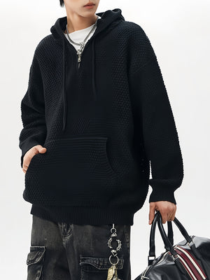 Leisure Half Zipper Pineapple Pattern Hooded Stereo Thickening Sweater