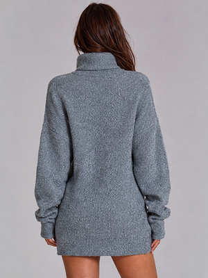 New Autumn/winter Women's High-neck Long-sleeved Knitted Long Sweater Top