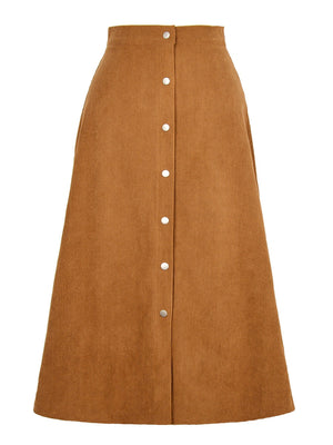 Corduroy Single-breasted High Waist Skirts