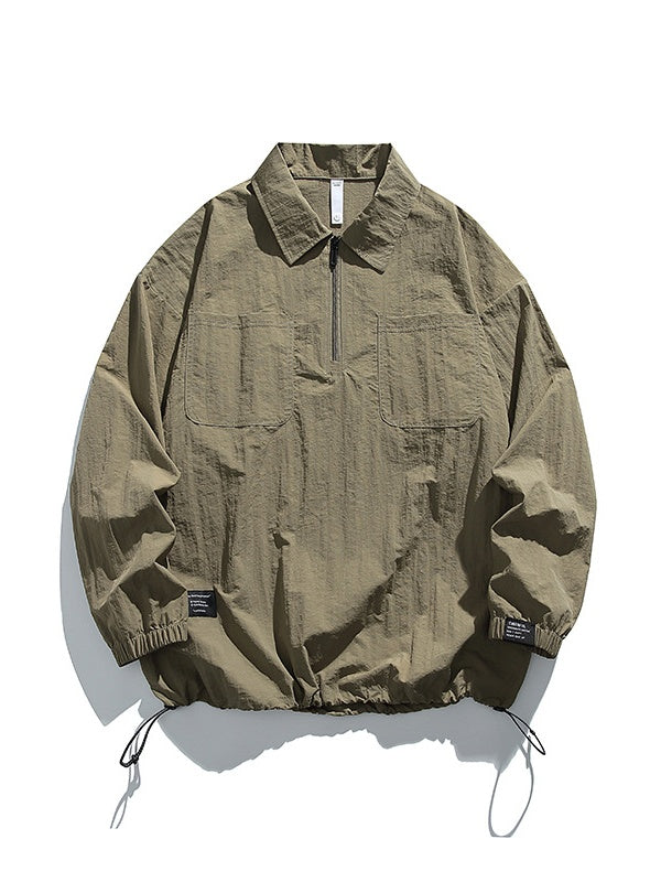 Outdoor Mountain Climbing Water Proof Loose Half Zipper POLO Shirt