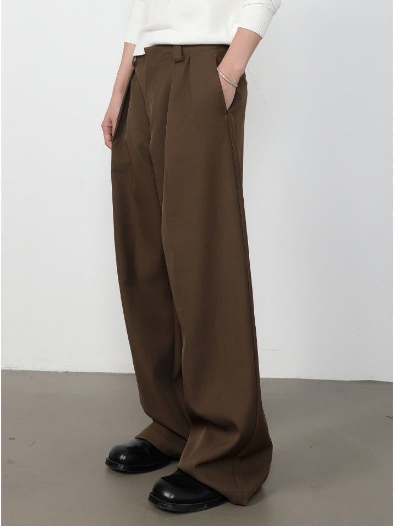 Stereo Double Pleat A-shape Loose-fit Dress Pants Pants