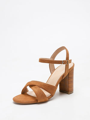 Sandales à brides croisées imitation bois