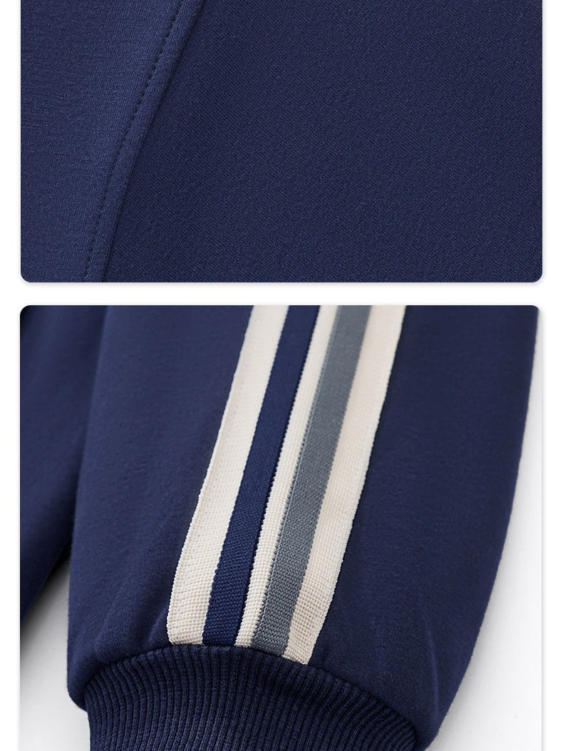 Stripes College Style Zipper Stand Collar Jackets