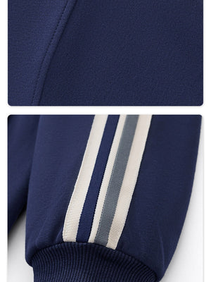 Stripes College Style Zipper Stand Collar Jackets
