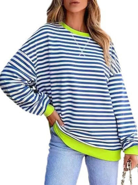 Liber Summer Women's Contrasting colors Stripes Sweatshirts&Hoodies