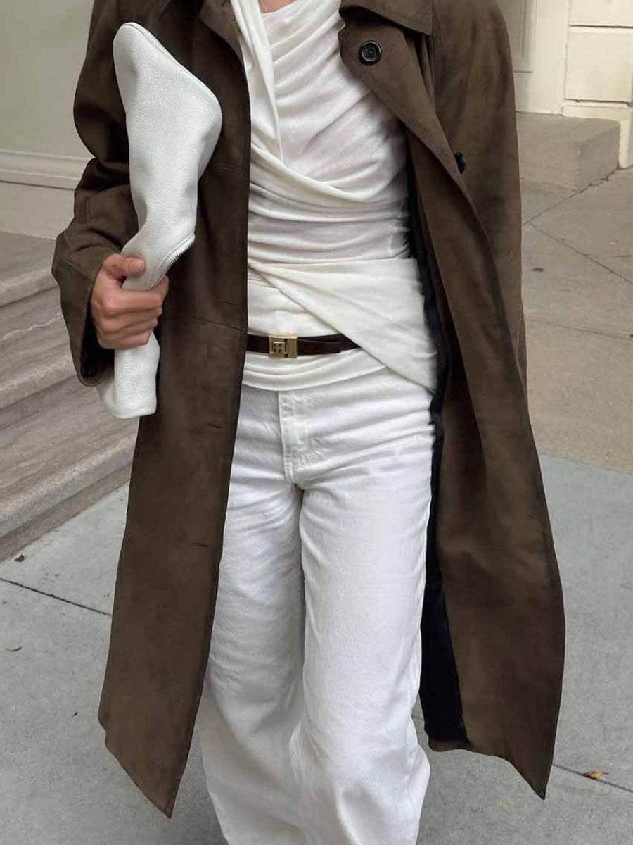 Long pocket trench coat