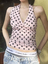 Polka Dots Halter V-neck Sweet Tank Tops&Camis