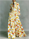 Long-sleeved Printed Maxi Dress