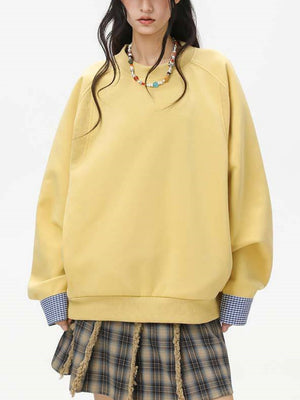 Pocket Color-blocked Loose-fit Sweatshirts&Hoodies