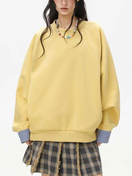 Pocket Color-blocked Loose-fit Sweatshirts&Hoodies