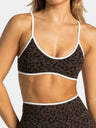 Leopard Print Contrasting Edging Yoga Bra Shockproof Slings Sports Vest