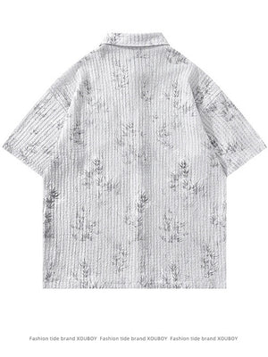 Bamboo Printed Ties Loose-fit Shirts