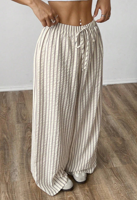 Striped Casual Straight-leg Versatile Trousers