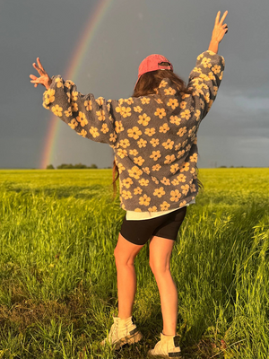 Fleece Flowers Keep Warm Pocket Sweatshirts&Hoodies