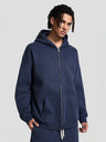 Plush Sports Loose Solid Color Zipper Hooded Sweatshirts&Hoodies Set