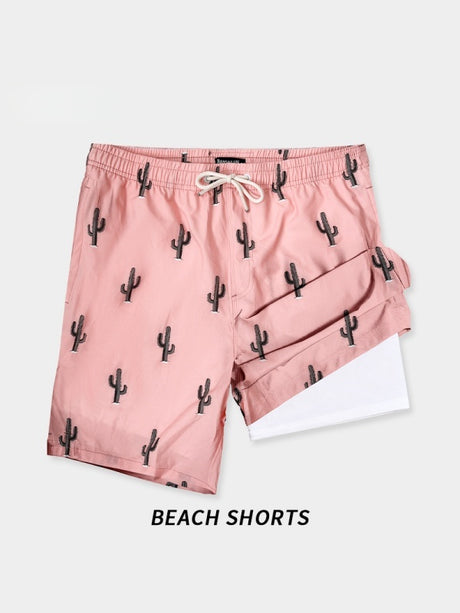 Outerwear Printed Straight-fit Quick-drying Loose-fit Double Layer Beach Shorts