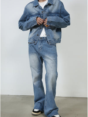 Retro Washed Denim Loose-fit Pants