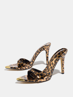 Leopard Print Pointed-toe Stiletto Sandals