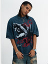 Washing Water Distressed Doberman Pinscher Printed Loose-fit T-shirts