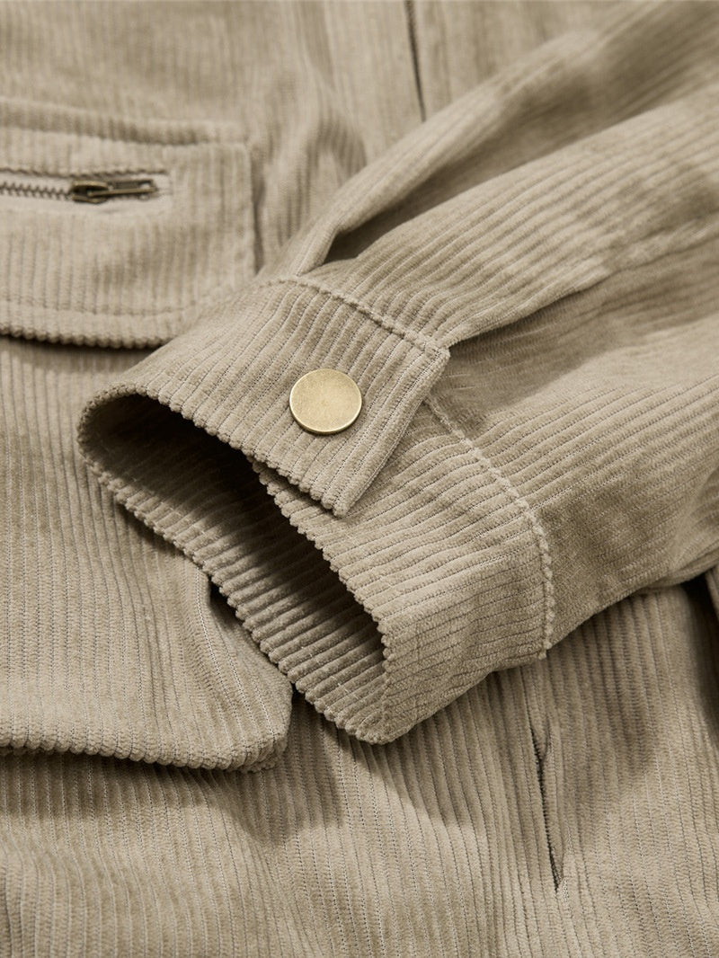 Retro Contrasting Colors Corduroy Letter Splicing Lapel Jackets