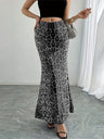 Leopard Print Sequins Stretch Skirts