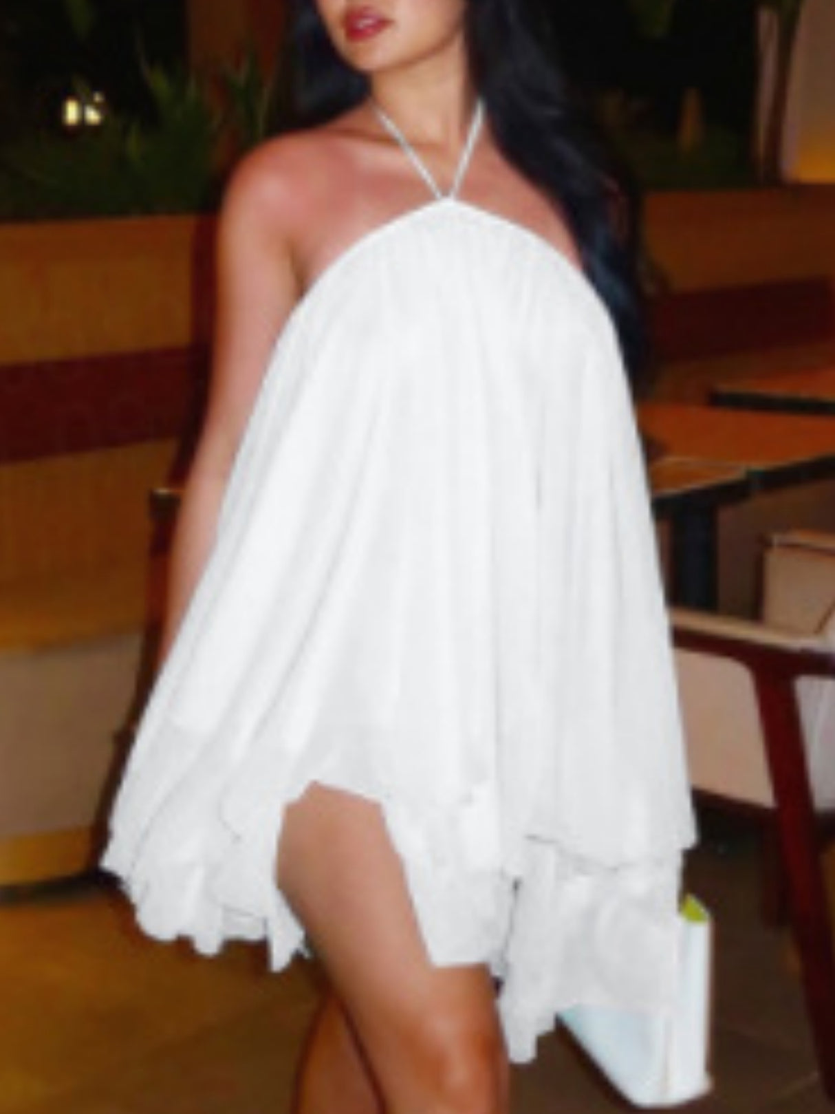 Mesh Halter Neck And Backless Low-cut Tie Sweet Mini&Short Dresses