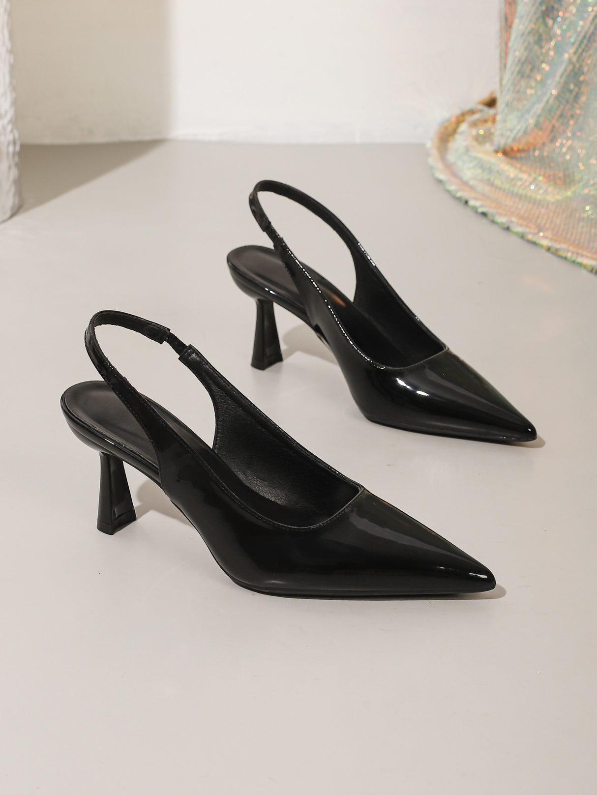 Pointed-toe Open-back High Heels