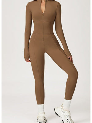 Long-sleeved Stand Collar Fleece Keep Warm High Elasticity Waist Slimming And Shaping Yoga Fitness Outdoor Jumpsuits/pants