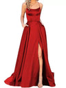Silk High Fork Solid Color Camisoles Maxi Dresses