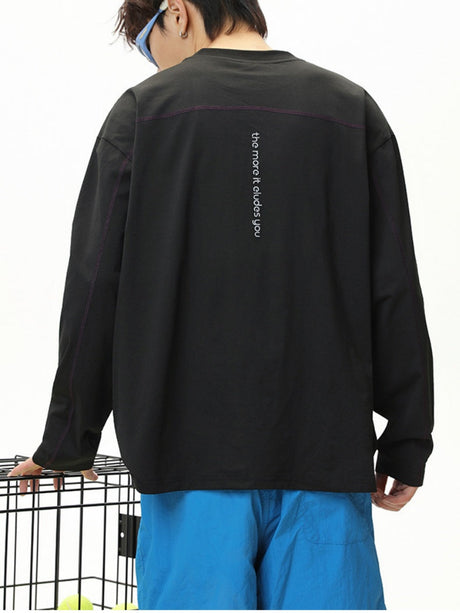 UV-Protection Color-Block Top-Stitched Long-Sleeve Tee
