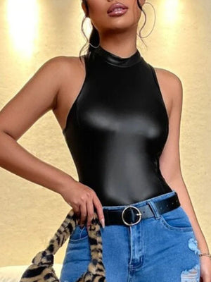 PU Patent Leather Tight-fitting Hip Body Bodysuits
