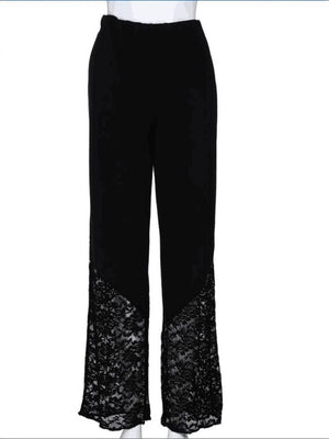 Slim-fitting, Loose-fitting, Comfortable Cropped Trousers With Lace Trim And Cutout Details