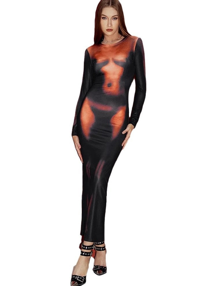 Liber Autumn Women's Body Printing Body Printing Maxi Dresses