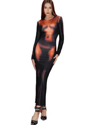 Liber Autumn Women's Body Printing Body Printing Maxi Dresses