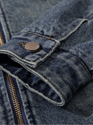 Retro Maillard Fleece Denim Jacket