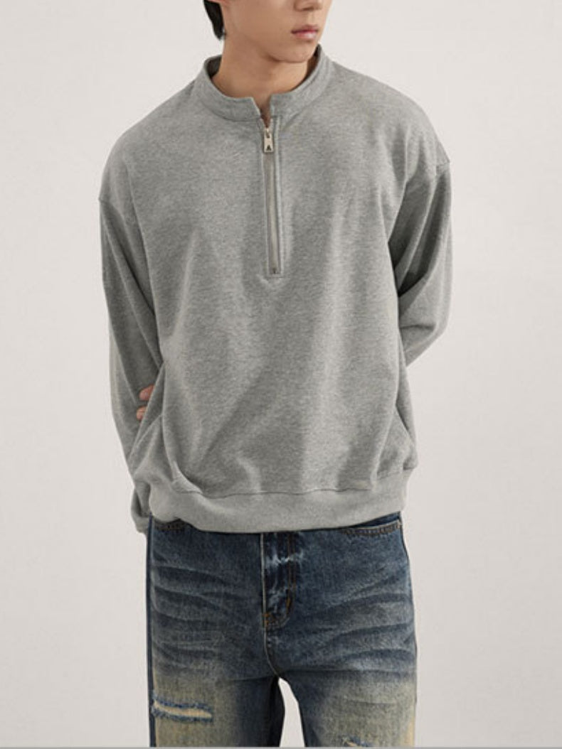 Retro Loose-fit Boxy Half Zipper Sweatshirts&Hoodies