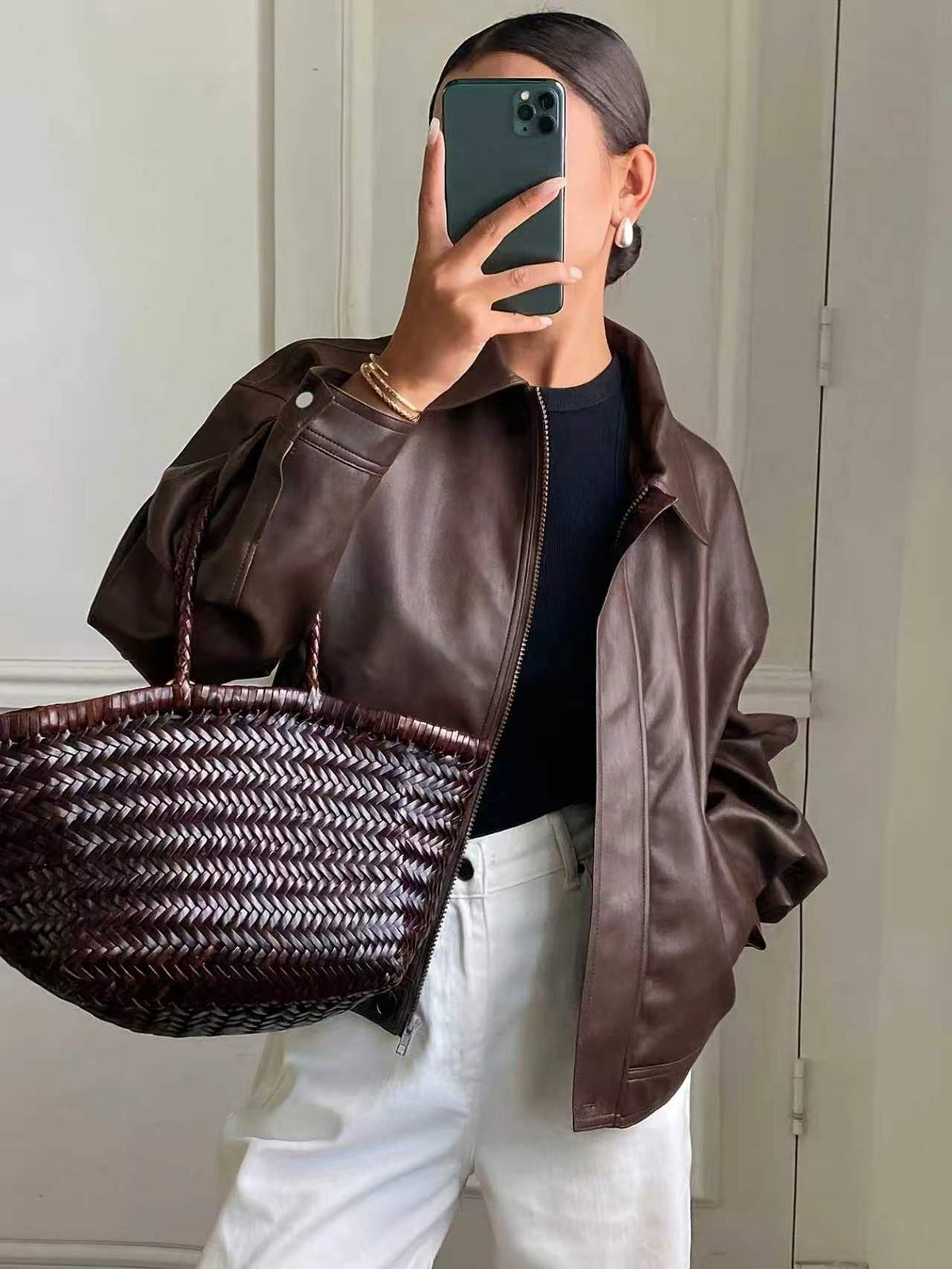 Casual Leather Jacket Loose Coat