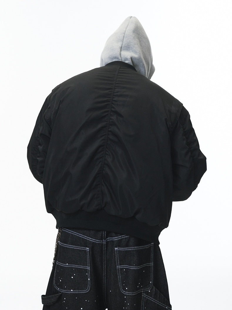 Removable Fake Two Pieces Cleanfit Hooded Baseball Uniform