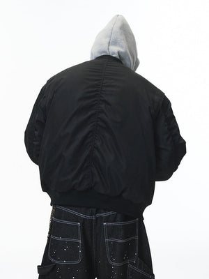 Removable Fake Two Pieces Cleanfit Hooded Baseball Uniform