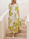 Printed Buttons Shirt Dress Vacation Maxi Dresses