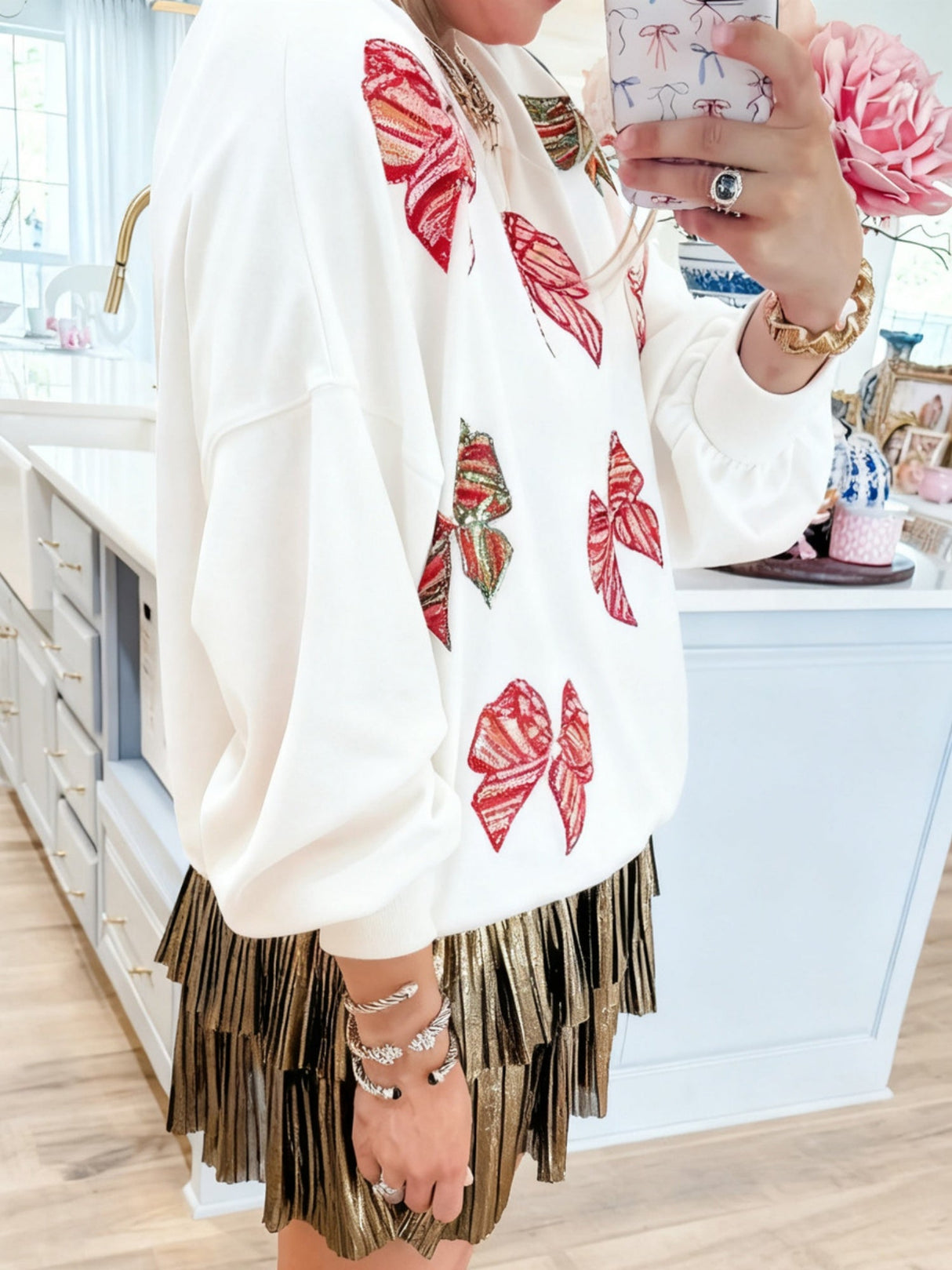 Christmas Bow Sequins And Glitter Sweatshirts&Hoodies