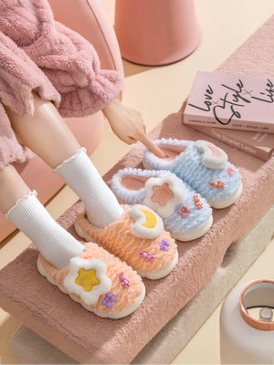 Colorblock Floral Slippers