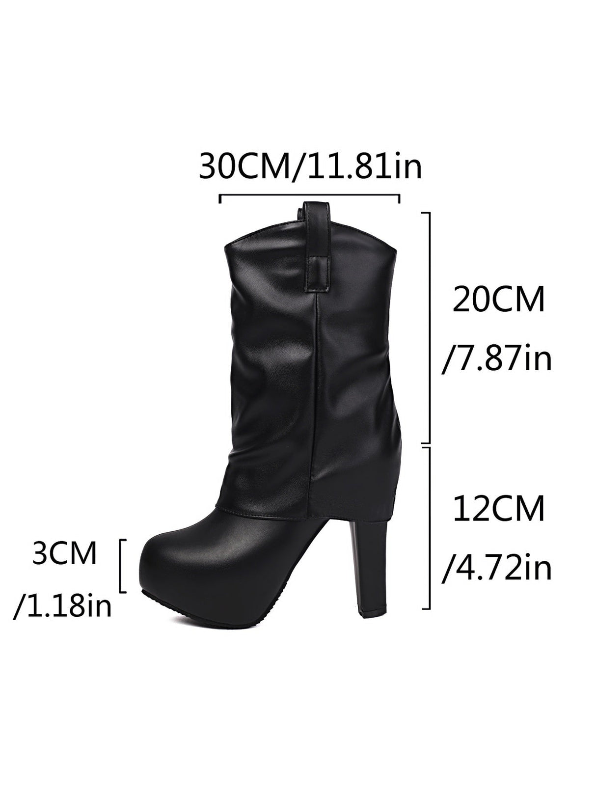 Patchwork Pleated High-heeled Mid-calf Women's Boots