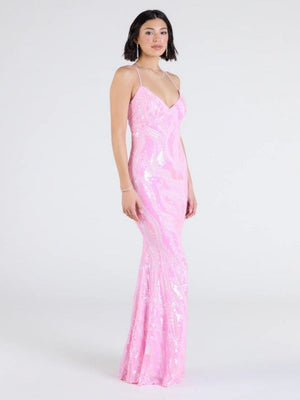 Sequins V-neck Spaghetti Strap Maxi Dress