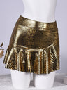PU Leather Crocodile Pattern Stretch Short Skirt